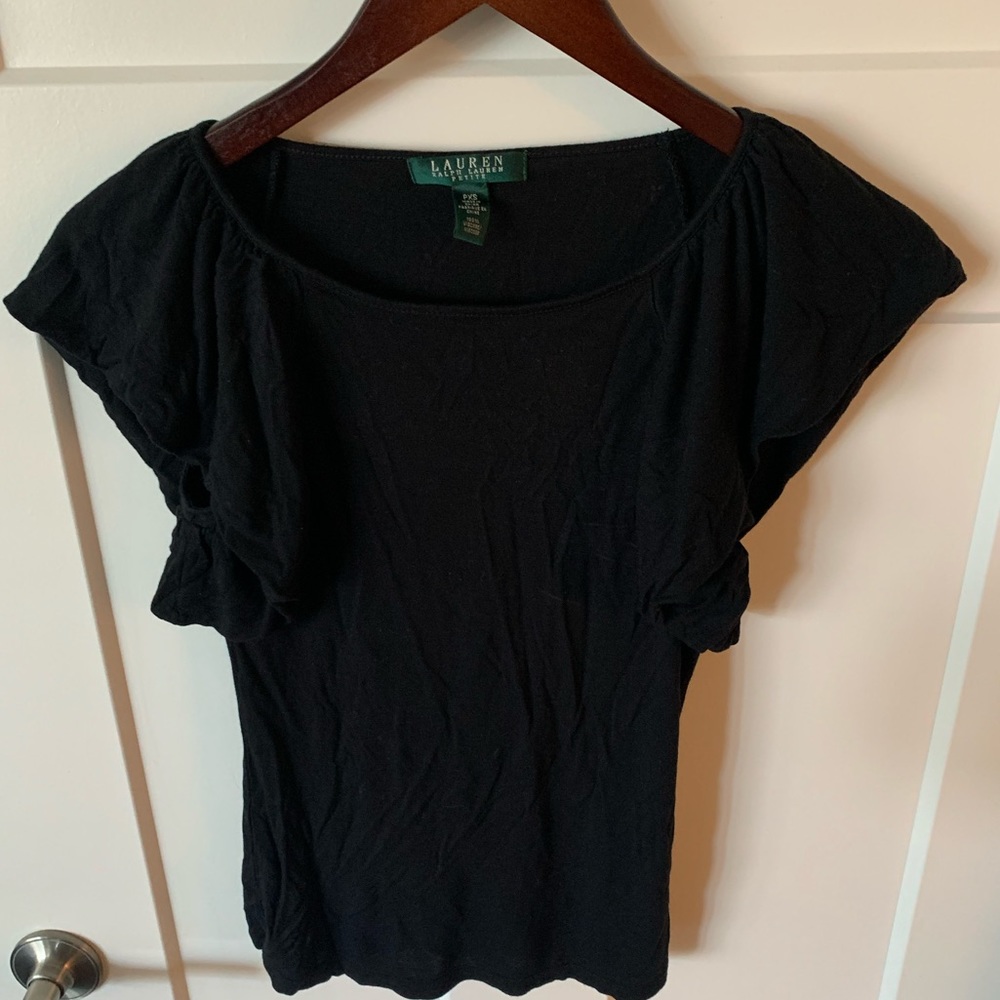 Ralph Lauren flutter sleeve black top.